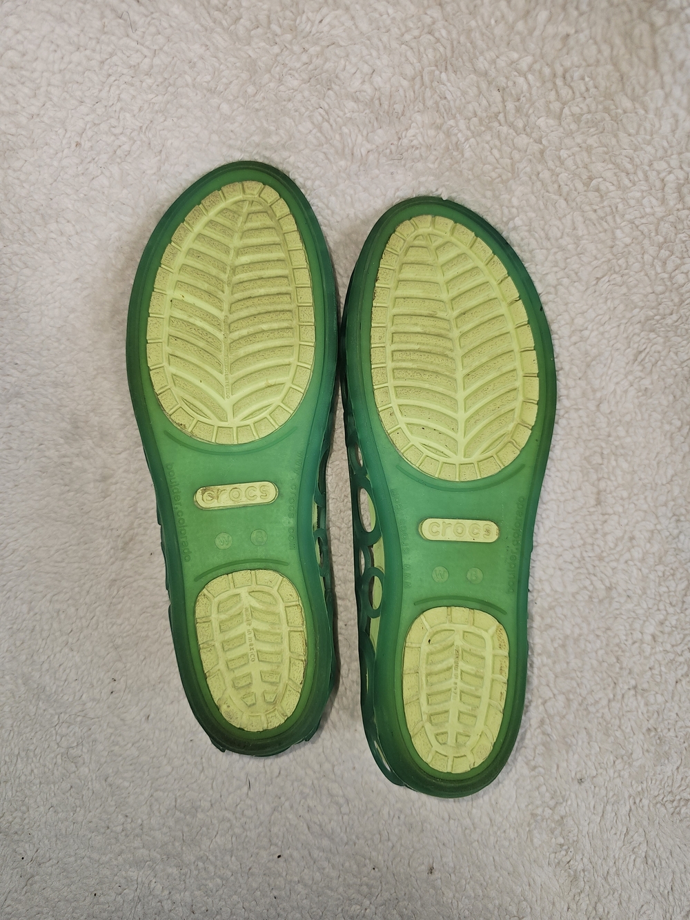 Crocs Adrina Womens 8 Green Jelly Shoe Peep Toe Flats Waterproof. - Picture 11 of 13